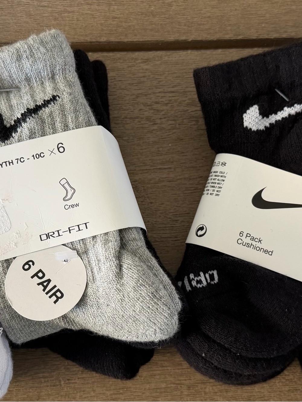 Nike Men’s Dri-FIT Crew Socks - Black & Gray (6-Pack)